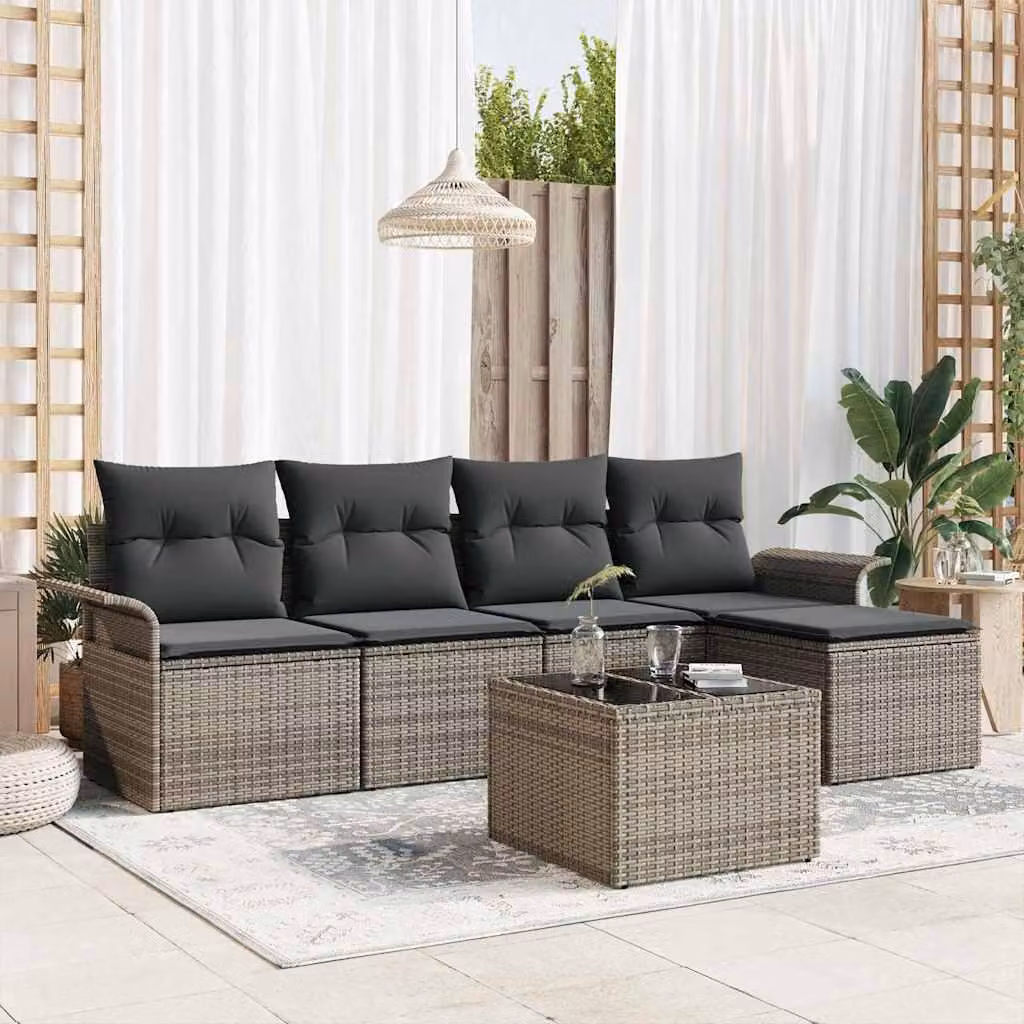 Maison Exclusive - Set Divano da Giardino con cuscino 6 pcs Grigio Poly Rattan