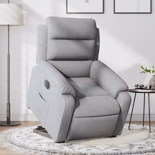 Poltrona Reclinante Alzapersona Elettrica vidaXL Grigio con Braccioli e Rivestimento in Tessuto – 1
