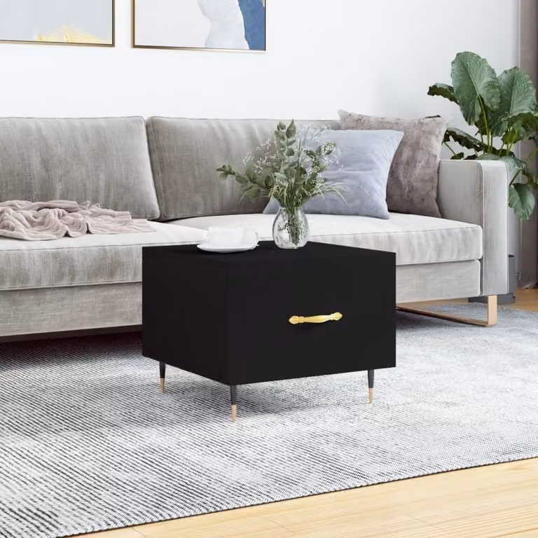 Tavolino The Living Store nero 50x50x40 cm in materiale ligneo