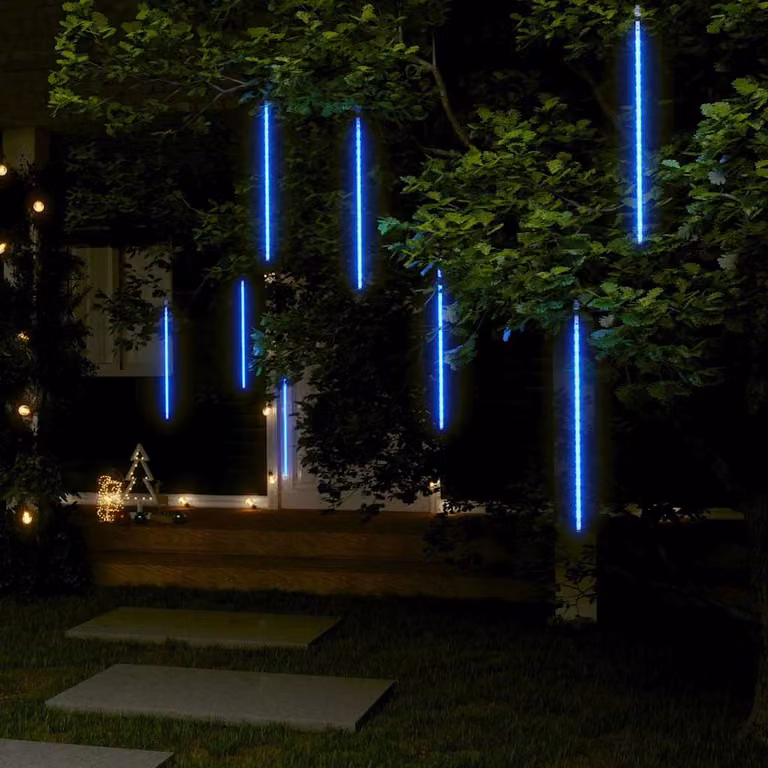 vidaXL Luci Meteoriche Icicle con 288 LED Blu, Set da 8 Pezzi da 50 cm per Interni ed Esterni