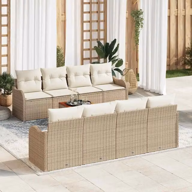 Set Divano da Giardino 9 pz Beige polyrattan 3347428