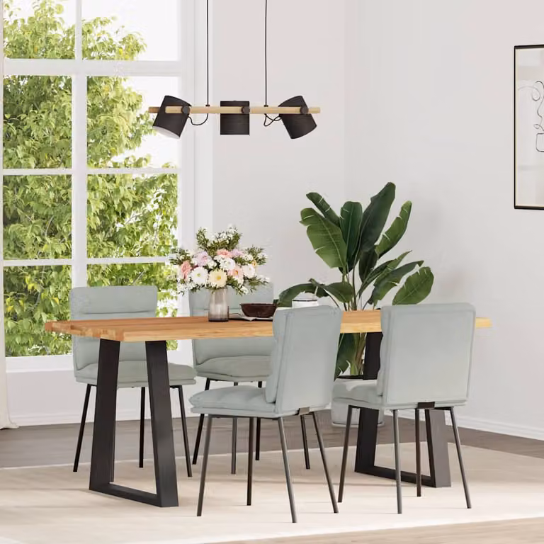 Set di 4 sedie da pranzo vidaXL in velluto grigio con struttura in metallo e legno per soggiorno o cucina