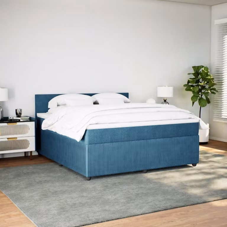 Giroletto a Molle con Materasso Blu 180x200 cm in Velluto