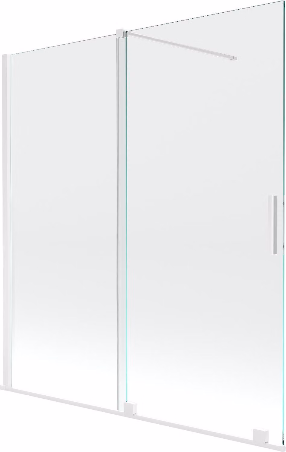 Mexen Velar paratia per vasca da bagno a 2 ante scorrevoli 150 x 150 cm, trasparente, bianco - 896-150-000-01-20