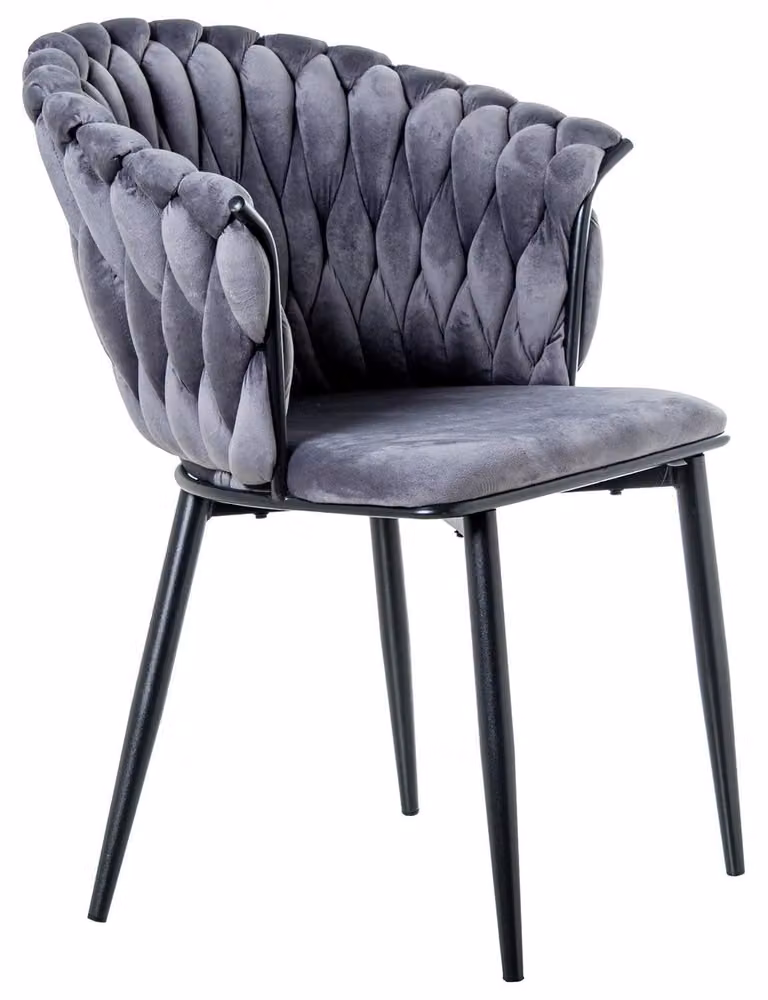 Set di 2 poltrone in velluto e metallo, grigio/nero, 61x68x82 cm