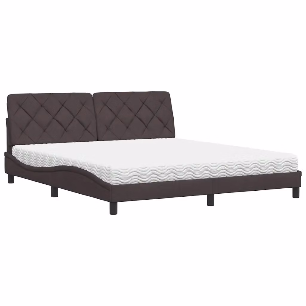 Letto con Materasso vidaXL in Tessuto Marrone e Bianco L: 180 cm, P: 200 cm, H: 185 cm – 2