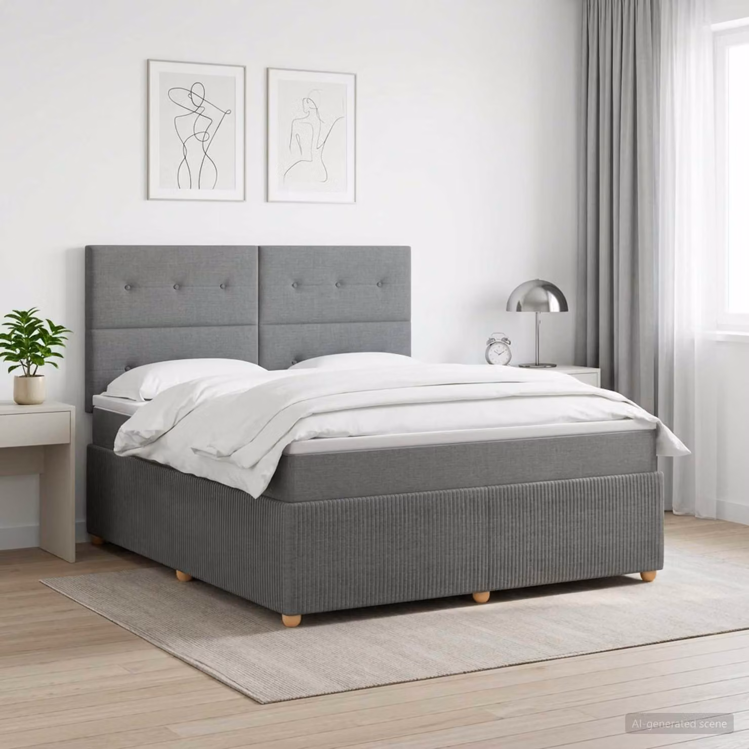 Maison Exclusive - Letto boxspring con materasso grigio scuro 140 x 200 cm Tessuto