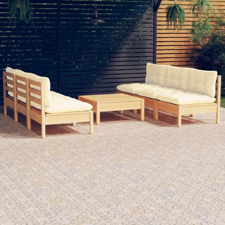 Maison Exclusive - Set Salotto da Giardino 7pz con Cuscini Crema in Legno di Pino