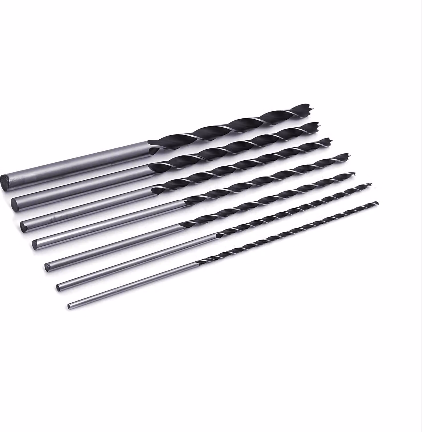 Set di 7 punte per legno extra lunghe (4-12 mm, lunghezza 300 mm)
