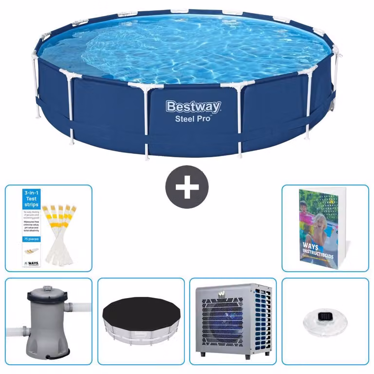 Piscina gonfiabile Bestway Steel Pro, rotonda, dimensioni 396x84 cm, composta da 5 parti, modello S175