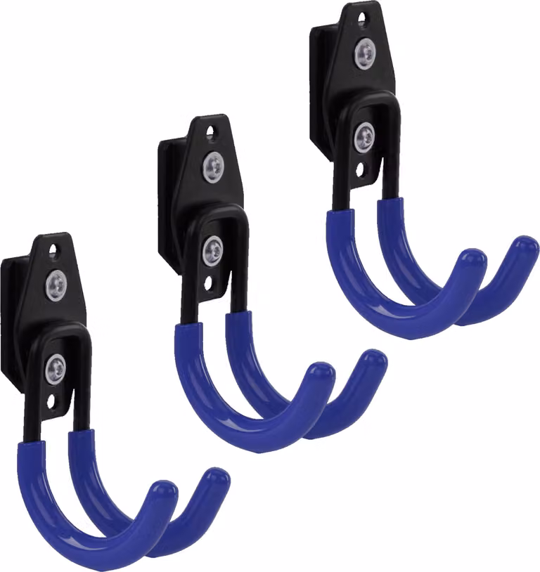 Set di 3 ganci portautensili BOTLE per sistema di valigette Qbrick per utensili elettrici, a forma di U 7 cm, stabili con rivestimento in PVC, per garage, capanni, ganci per abiti e rulli per verniciatura, ganci doppi, portata fino a 40 kg