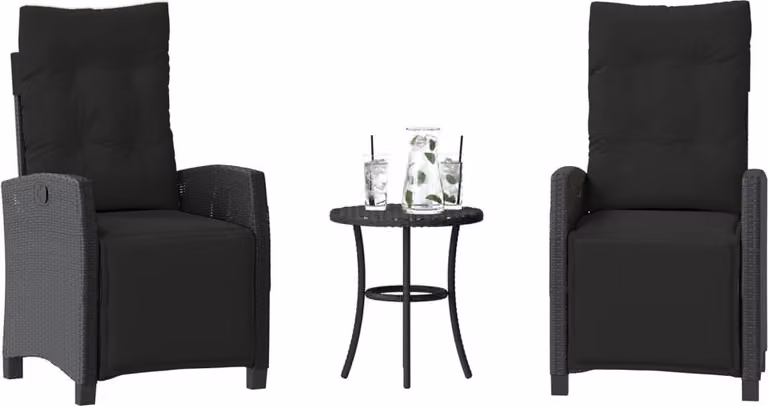 Maison Exclusive - Set da bistrot 3 pezzi con cuscini Nero Poly Rattan
