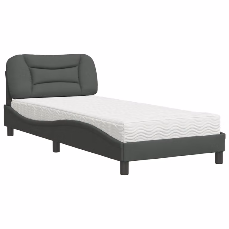 Letto con Materasso Hvar Grigio Scuro 90x200 cm in Tessuto