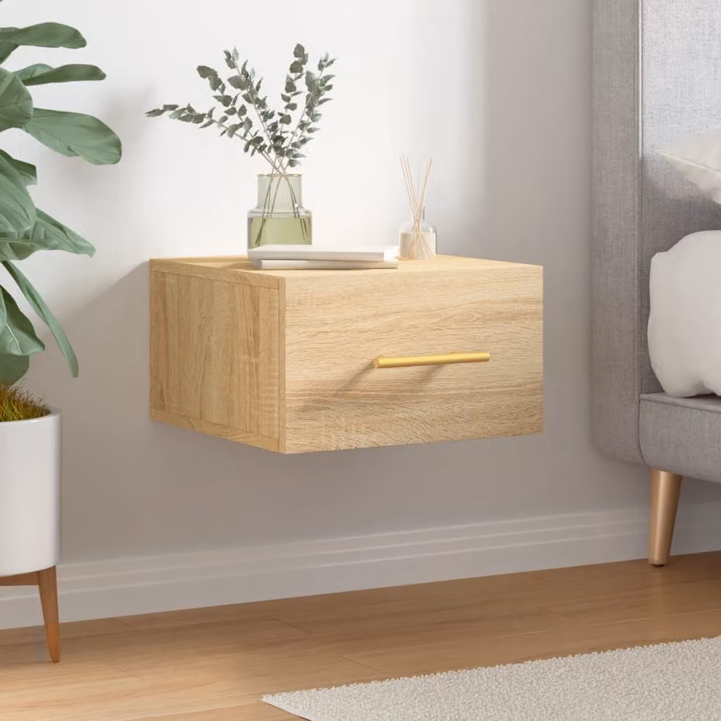 Comodino a muro vidaXL in Rovere Sonoma, moderno, L/P/H: 35 x 35 x 20 cm