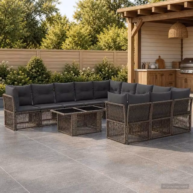 Set Divano da Giardino 12 pz Grigio polyrattan 3436550