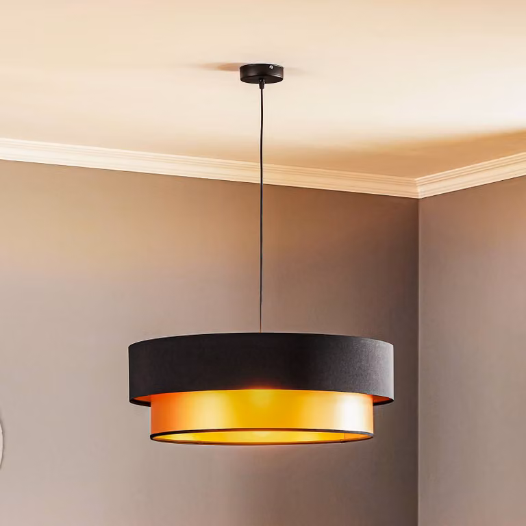 Lampada a sospensione Dorina Maco Design, dimmerabile, Nero, Soggiorno / Sala da pranzo, Plastica, Moderno, Lampada a sospensione