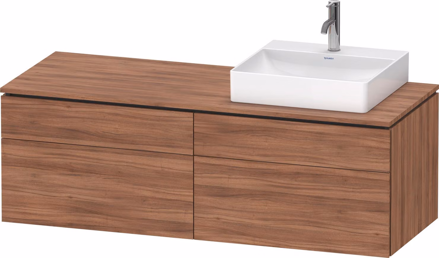 Duravit L-Cube Meuble sous-lavabo en console suspendu, avec plan de toilette en console, 4 tiroirs, vasque à droite, 1420x482x550mm, LC4870R79790000, LC4870R79790000