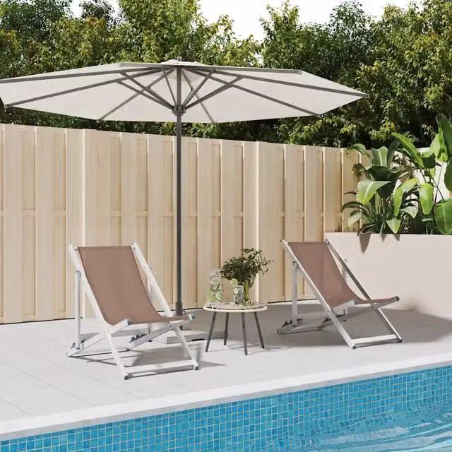 Set di 2 sedie pieghevoli vidaXL in alluminio verniciato a polvere e textilene marrone per giardino e terrazza