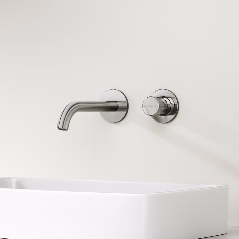 Rubinetto da parete a incasso EMKE, girevole a 360°, miscelatore per bagno a 2 fori realizzato in ottone, da montare a parete per lavabi, dimensioni 288 x 210 x 70 mm, colore antracite
