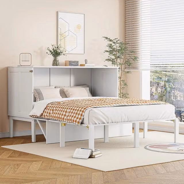 Letto a parete verticale con rete a doghe ¨C Minimal ¨C bianco 140x200 cm