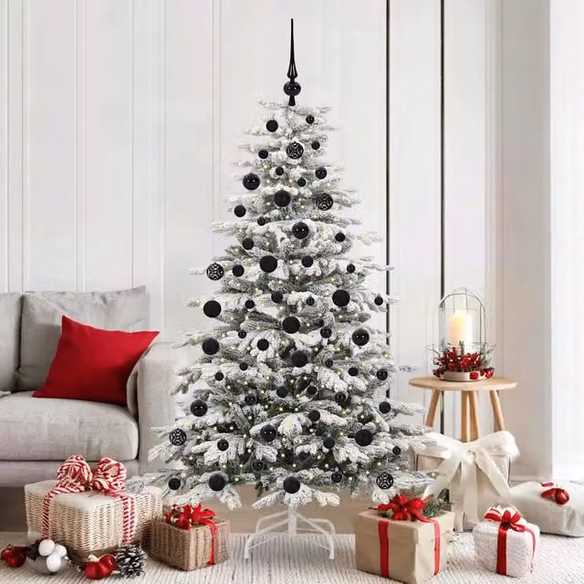 Albero di Natale artificiale bianco con luci LED vidaXL, Altezza: 180 cm, Larghezza: 120 cm