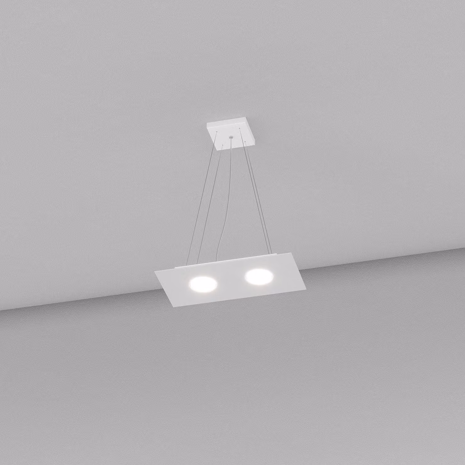 Lampadario Moderno Rettangolare Area Metallo Bianco 2 Luci Gx53