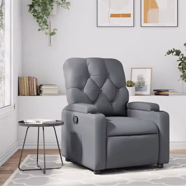 Divano Sedia-Poltrona Reclinabile Grigia in Similpelle 987447