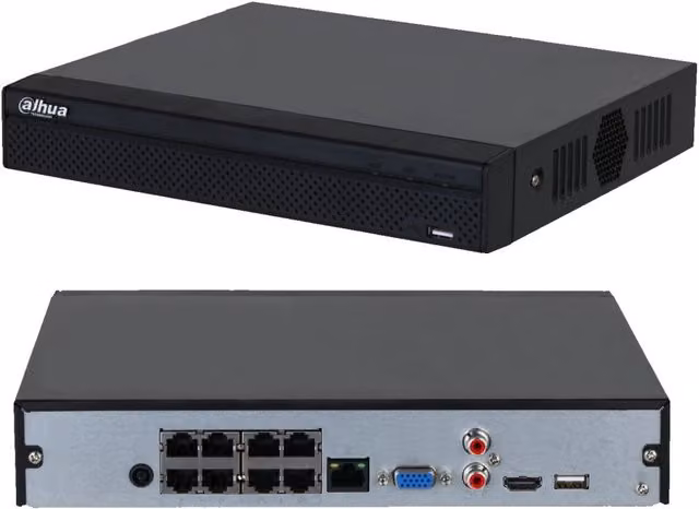 NVR Dahua NVR2108HS-8P-S3 WizSense AI con 8 canali PoE Nero