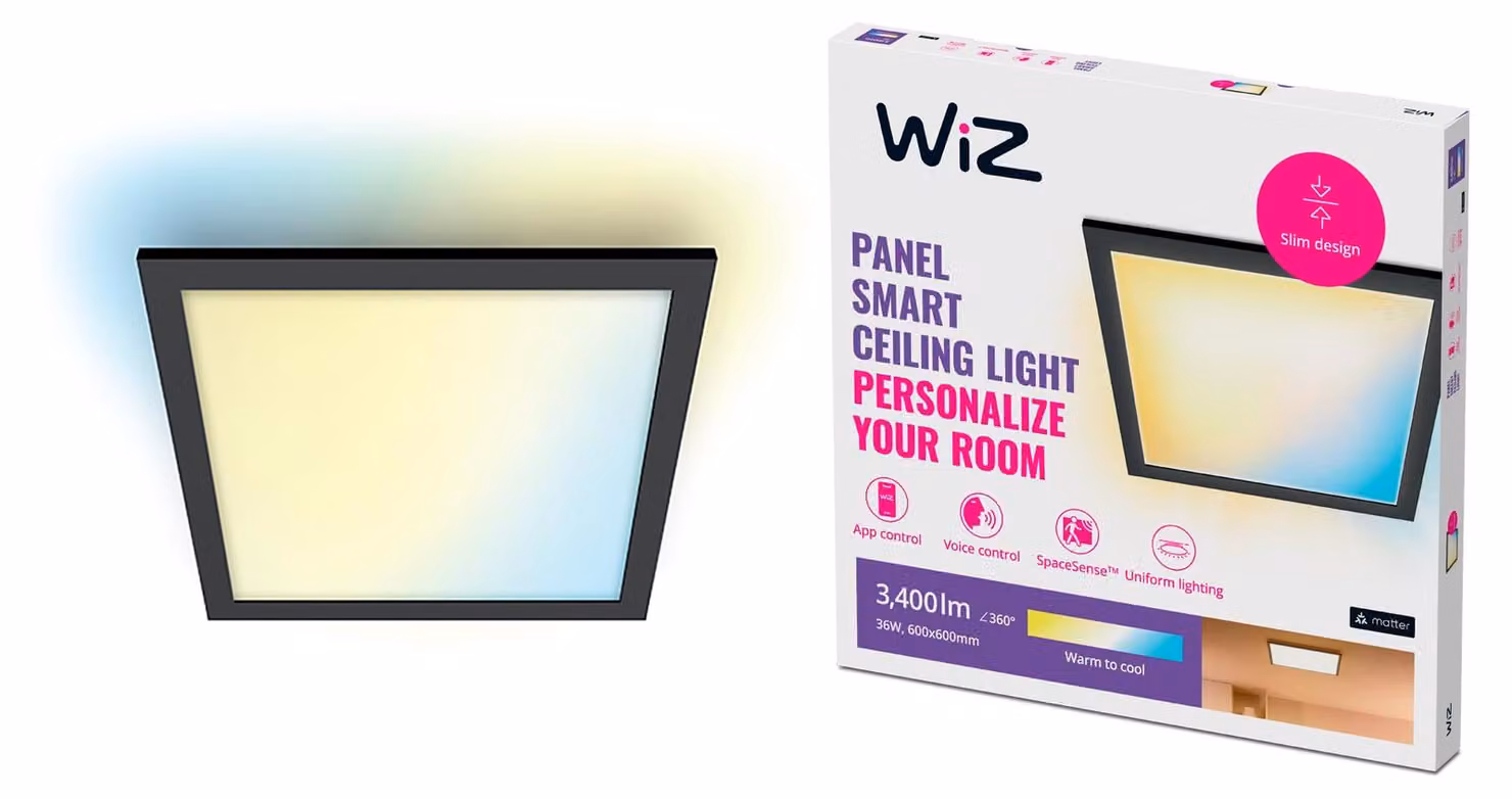 WiZ Plafoniera a pannello quadrata accordabile bianco 3400lm nero