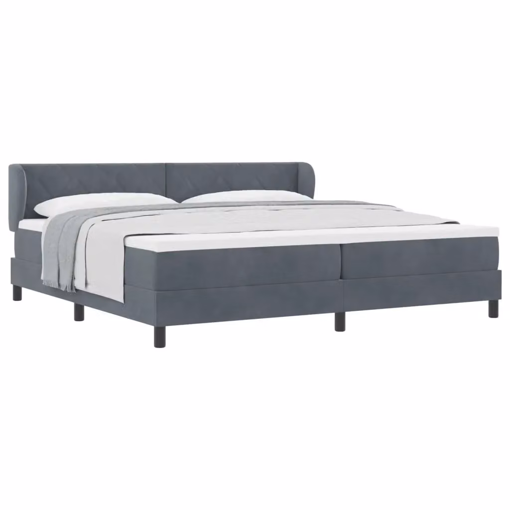 Letto a molle moderno vidaXL con testiera in velluto grigio, L/P: 200 x 200 cm – 2