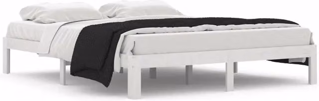 Letto matrimoniale in legno massello di pino bianco con struttura rigida e doghe fisse L/P/H: 160 x 200 x 30 cm