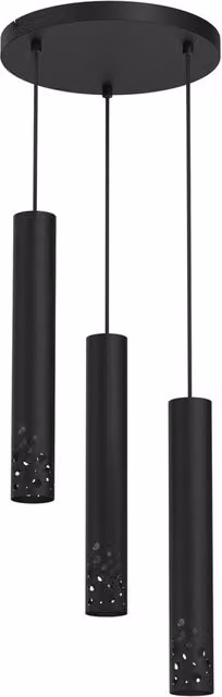 Lampada a sospensione Luminex Tibia Buble nera in metallo con 3 lampadine GU10 dimmabili