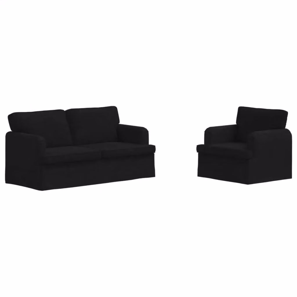 Set di 2 divani vidaXL moderni in tessuto nero con struttura in metallo L: 162 cm, P: 80 cm, H: 85 cm – 2