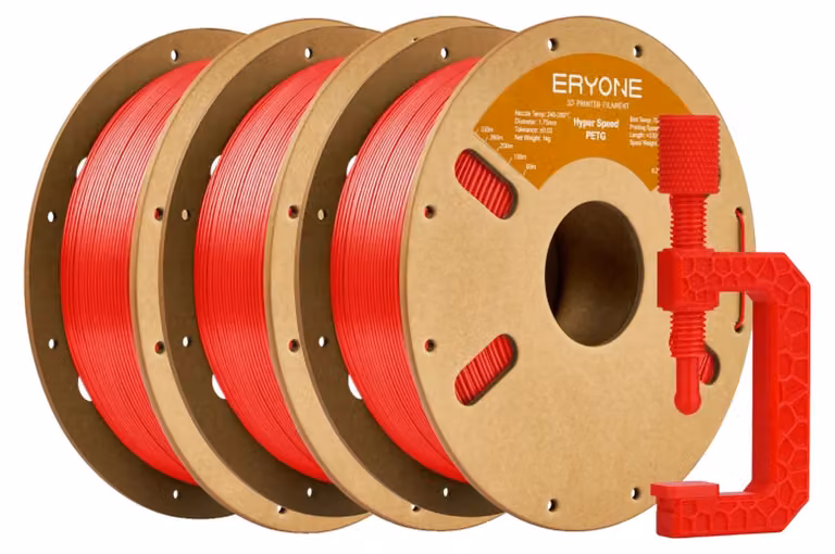 Filamento per stampa 3D, materiale PETG, prestazioni ad alta velocità, filamento PETG "Hs" - colore rosso, confezione da 3 kg