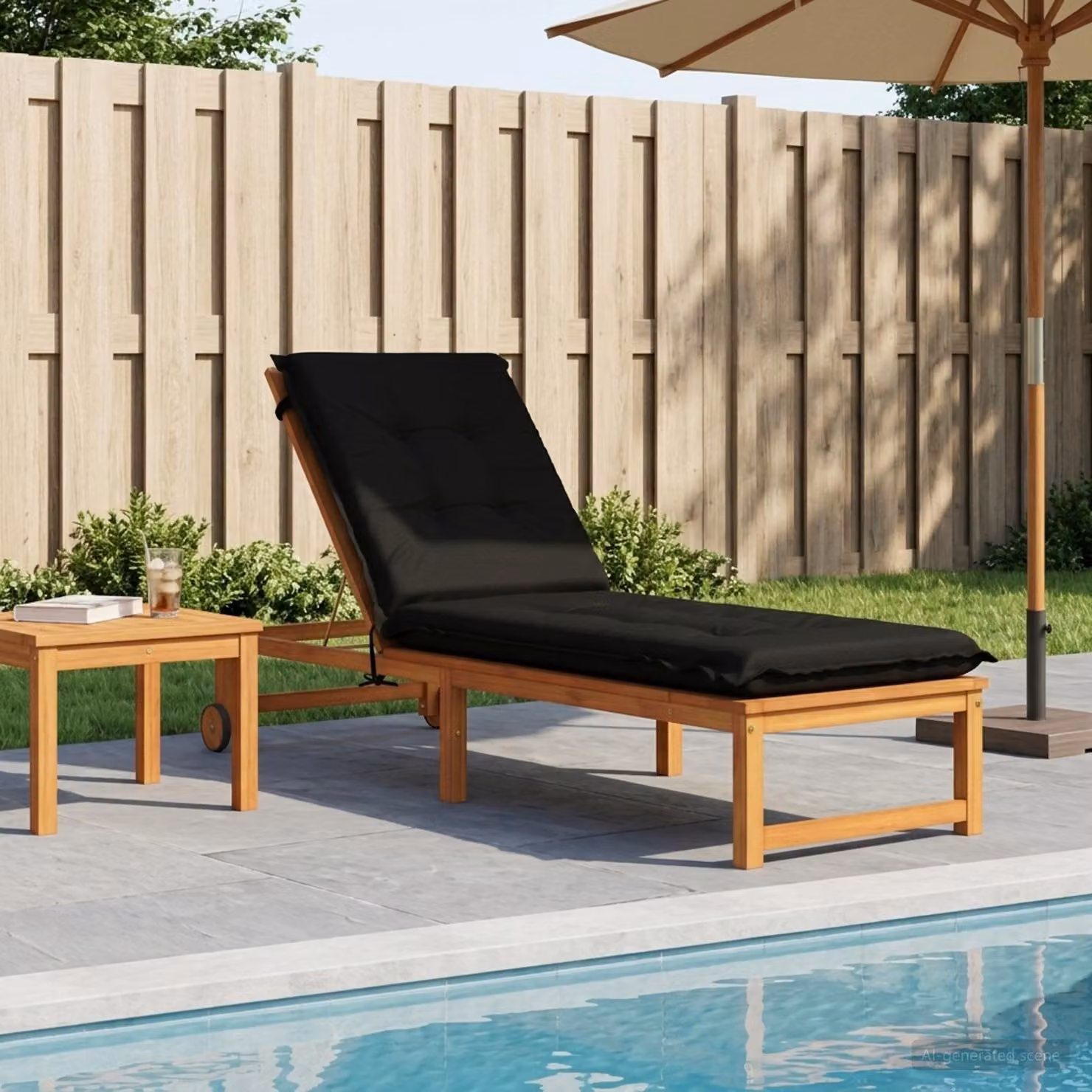 vidaXL Cuscino per Lettino GEMERT Nero in 100% Poliestere L: 190 cm, P: 60 cm, H: 9 cm