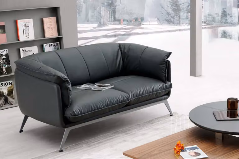 Kunstleder 2-Sitzer Sofa in Grau modern