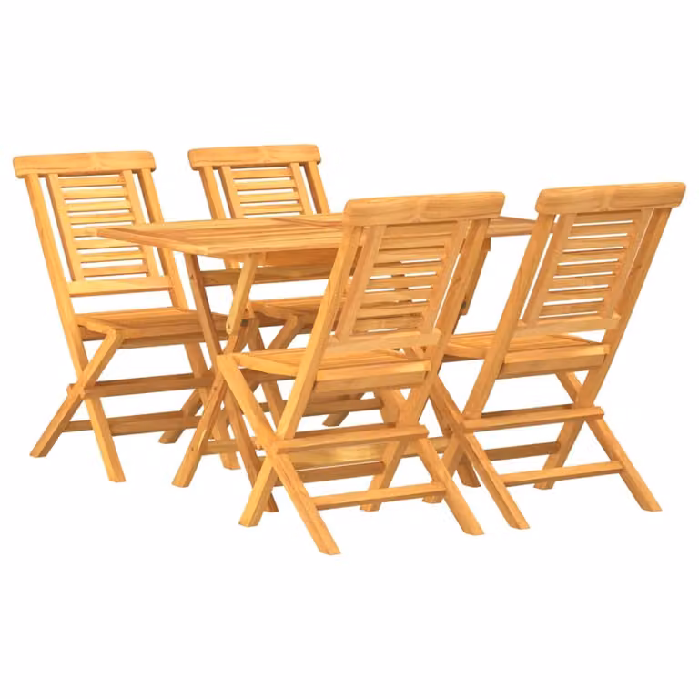 Set da Pranzo per Giardino 5 pz in Legno Massello di Teak