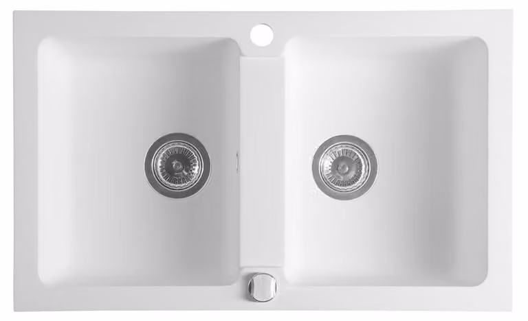 Lavello doppio in granito, 78x47,5 cm, bianco