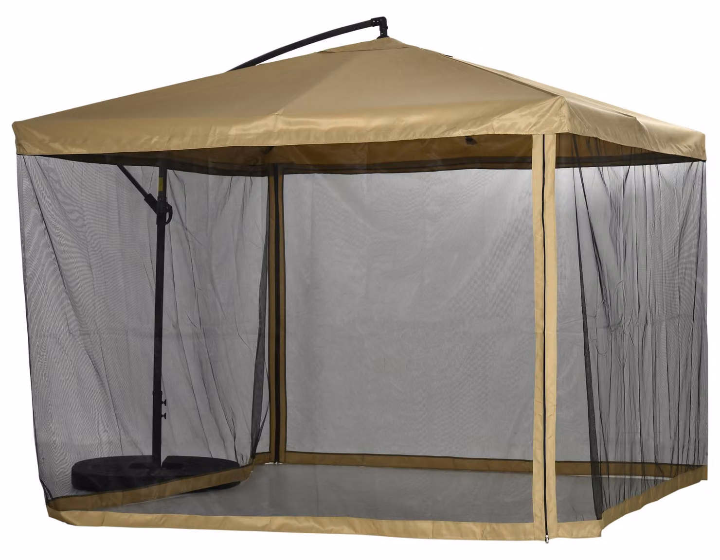 Outsunny, ombrellone da giardino 295x295 cm, con protezioni laterali a rete, ombrellone inclinabile per mercati