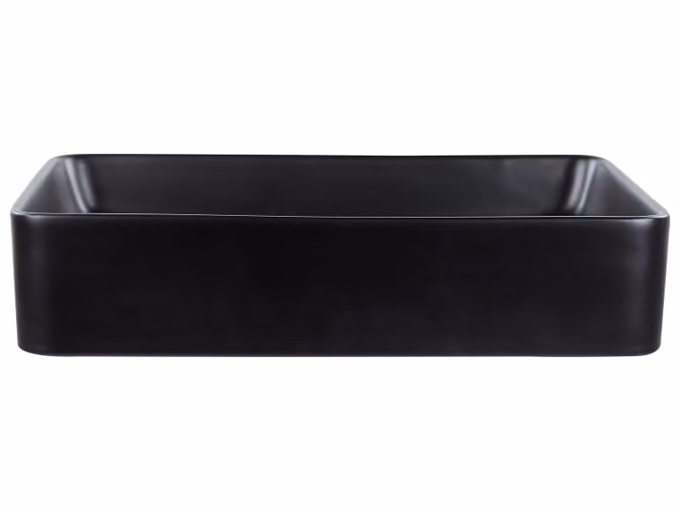 BELIANI Lavabo da appoggio in Vetroceramica nera 51 x 34 cm superficie opaca forma rettangolare stile moderno bagno