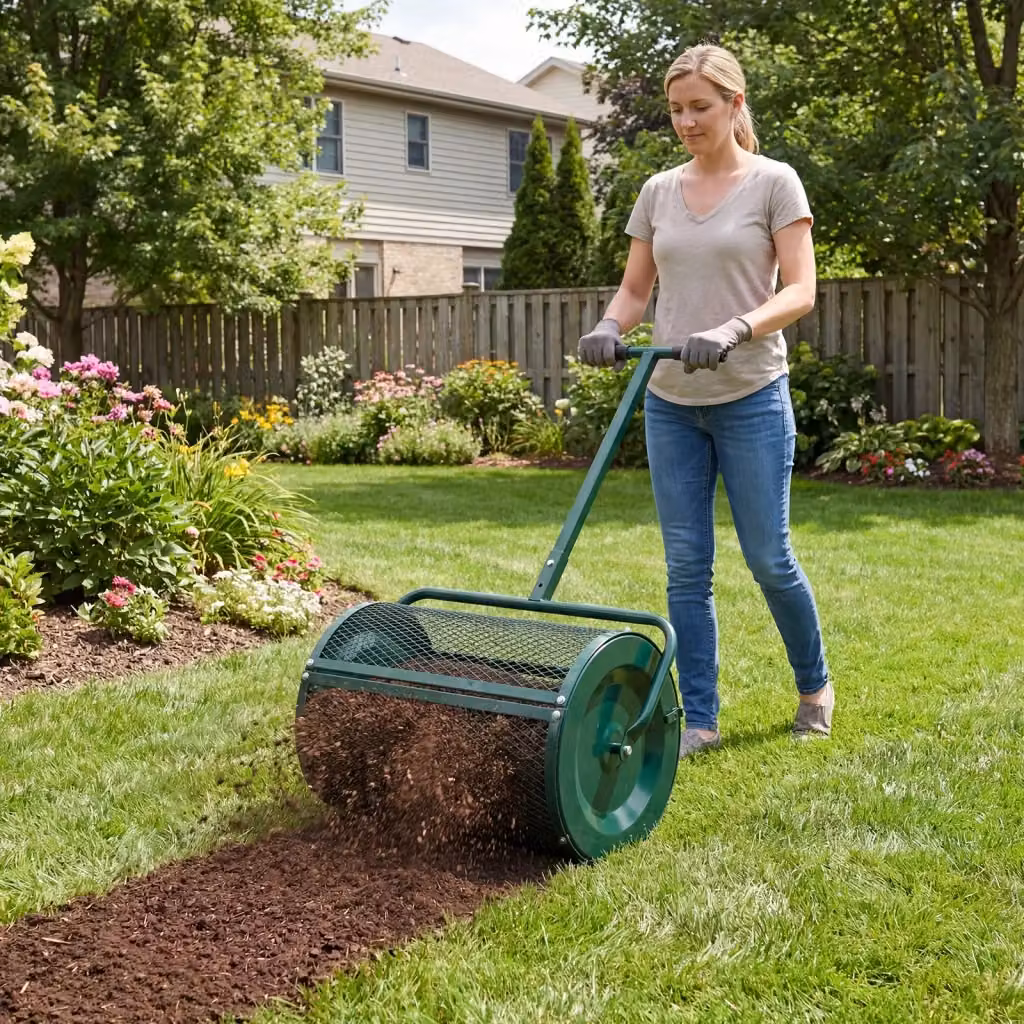 Spargitore di compost e letame con manico a T per semina e giardinaggio, colore verde – 2