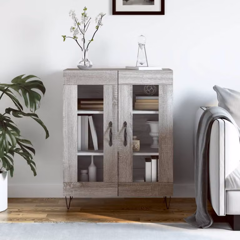 Credenza vidaXL in Legno Multistrato Grigio Sonoma L: 69,5 cm, P: 34 cm, H: 90 cm