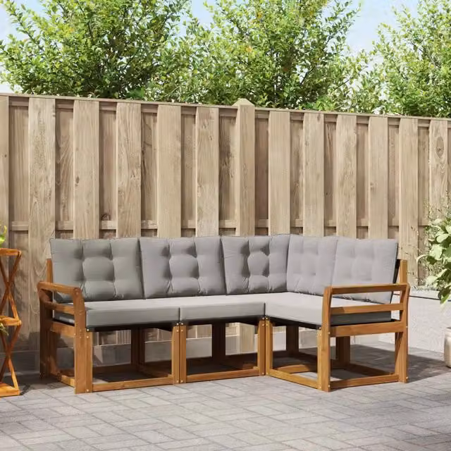 Set di divani da esterno 4 pz Grigio Naturale e Chiaro 3368618