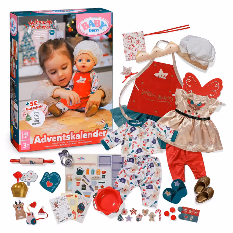 Calendario dell'Avvento BABY born 43cm, Set di vestiti per bambole, 3 anni/anni