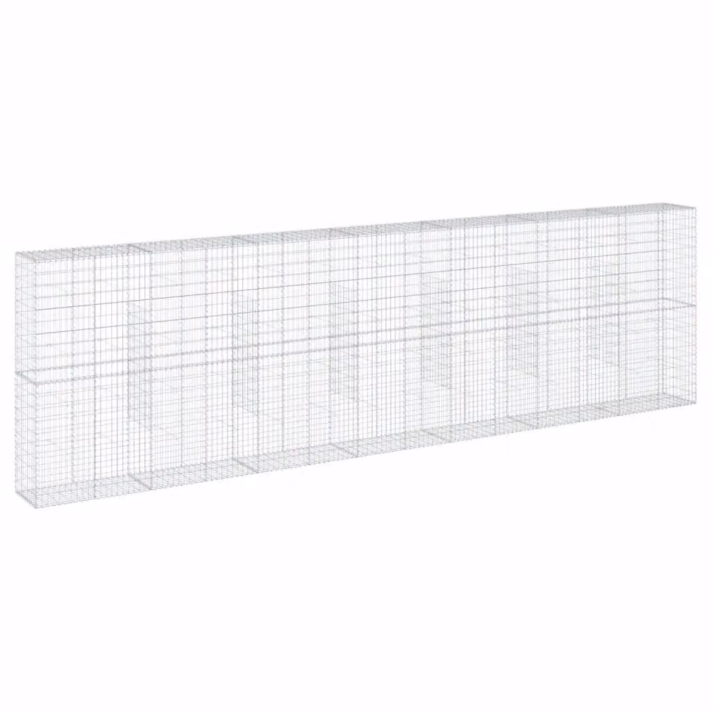 vidaXL Cesto Gabbione con Copertura in Ferro Zincato Argento L: 700 cm, P: 50 cm, H: 200 cm – 2