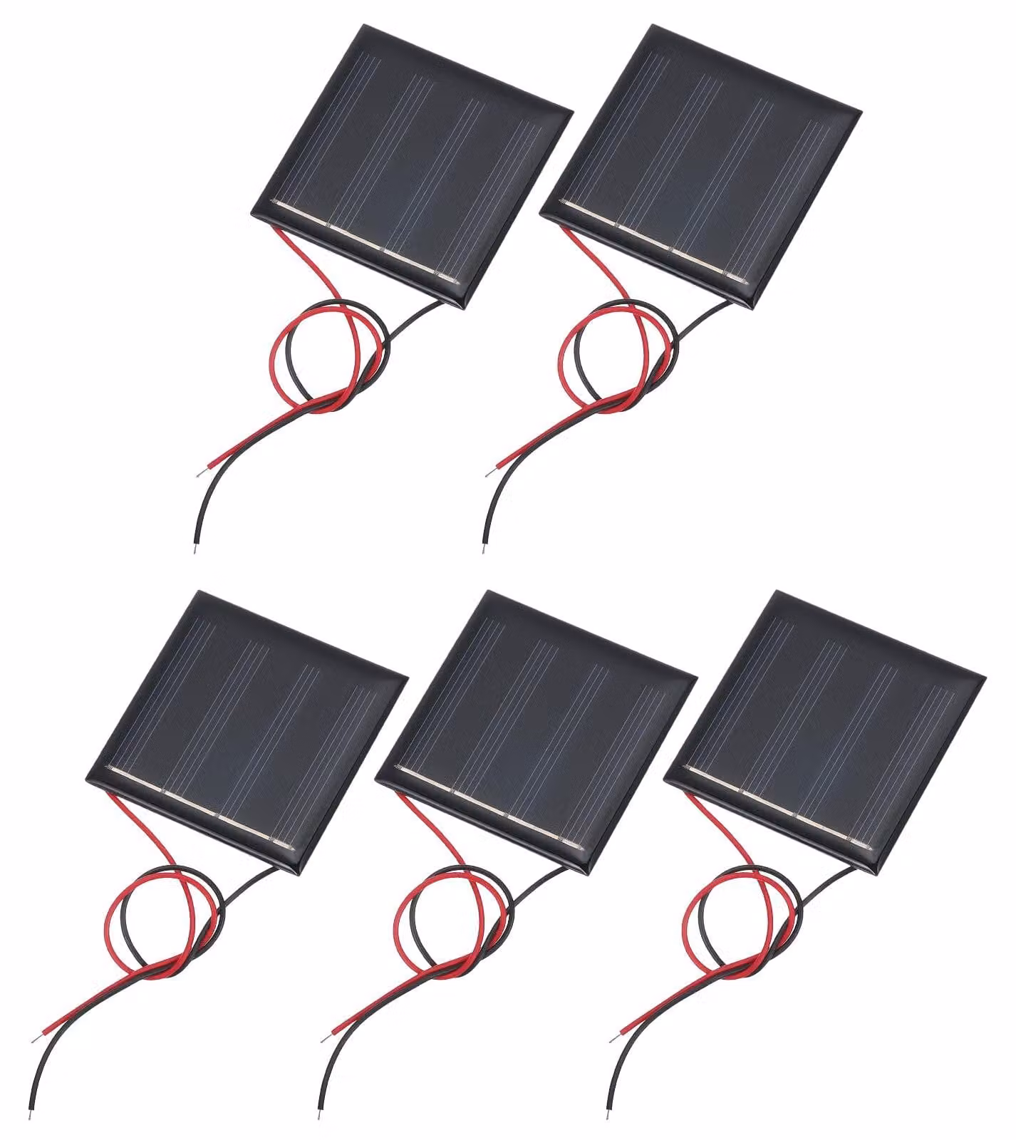 5 pannelli solari mini da 0,32 W e 2 V - 50 x 50 mm - pannelli solari policristallini