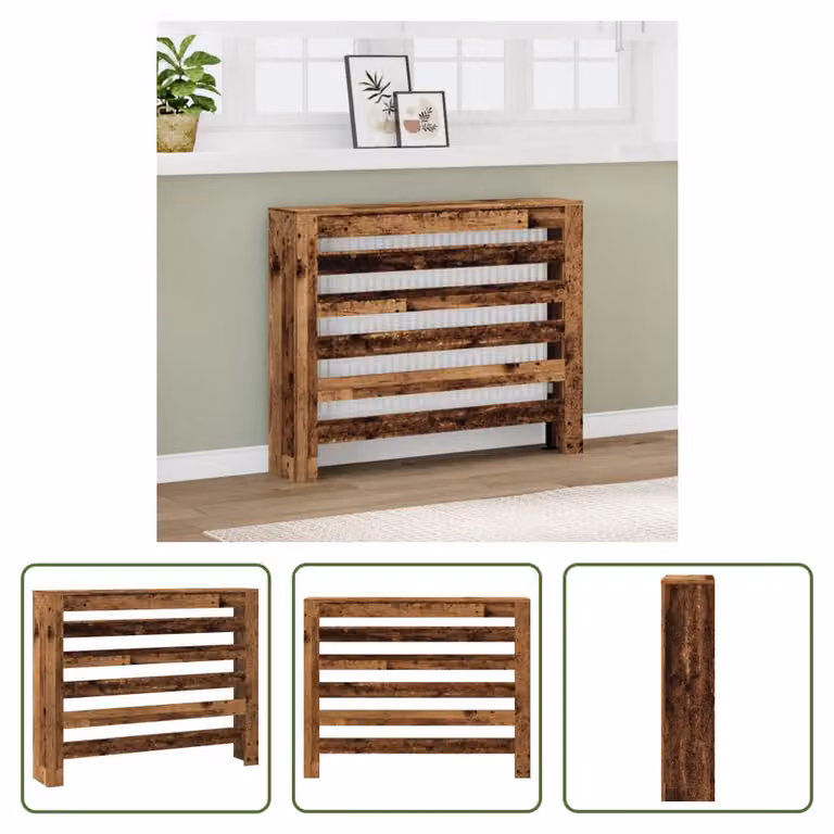 The Living Store Rivestimento per radiatori effetto legno antico 104x20x82 cm materiale a base di legno