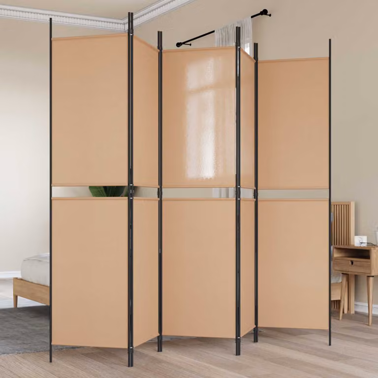 Pannello divisorio vidaXL a 5 parti in tessuto beige L 250 cm x H 200 cm