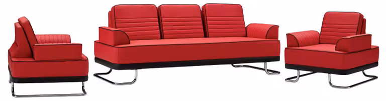 Set 3tlg Sofagarnitur 3+1+1 Sitzer Leder Sessel Wohnzimmer Exzellenz Ästhetik