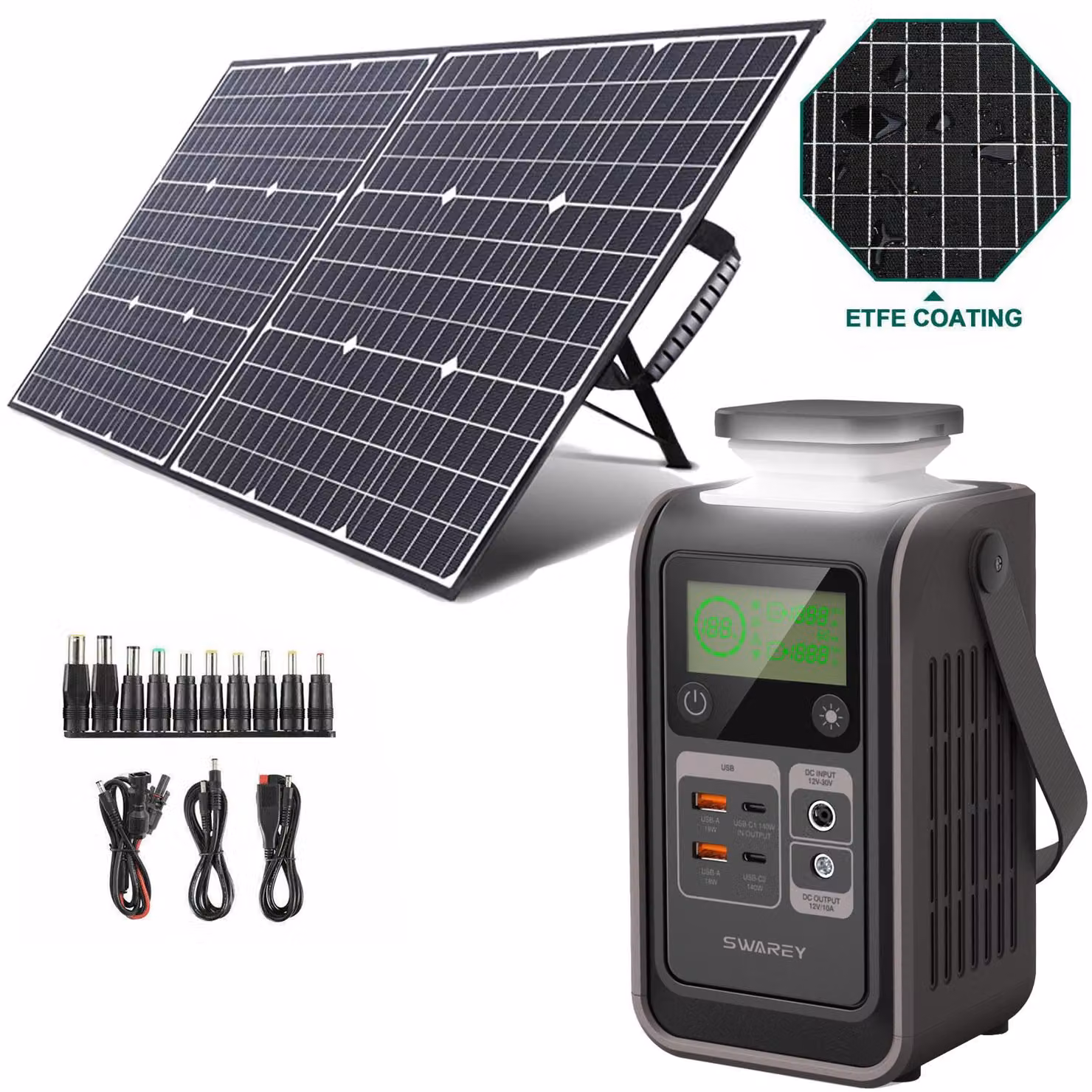 SWAREY S200 DC Powerbank Powerstation Batteria LiFePO4 con pannello solare da 100W, accumulo solare 140W generatore solare 192Wh stazione di alimentazione multi-dispositivo